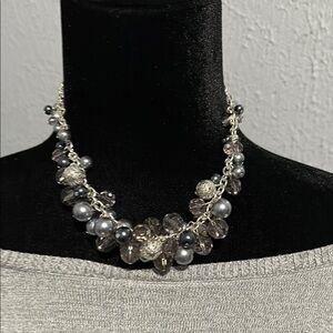 Elegant Silver and Gray Beaded Necklace